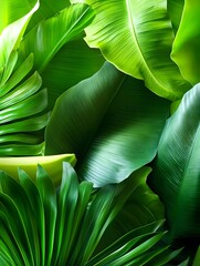 Sticker - Lush Tropical Banana Leaves Background - Tropical