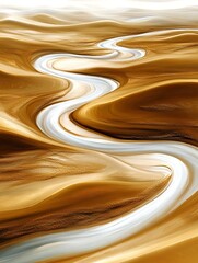 Poster - Abstract Desert River, Golden Sands - Abstract art