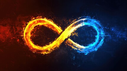 Wall Mural - A glowing infinity symbol on a modern background, representing long-term business cooperation.