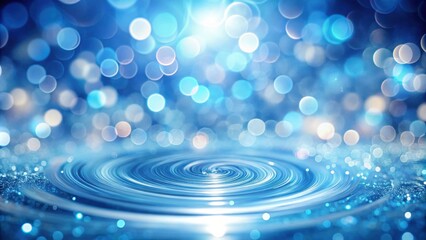 Wall Mural - abstract swirling blue water with sparkling bokeh background