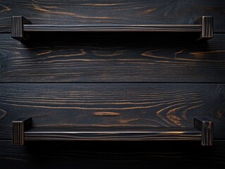 Wall Mural - Dark wood shelves on rustic wall background