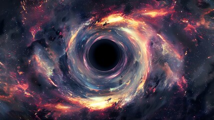 Wall Mural - a swirling galaxy with a black hole at the center.