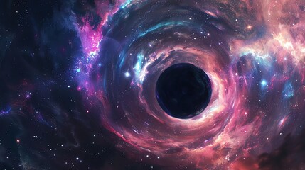 Wall Mural - a swirling nebula with a black hole in the center.