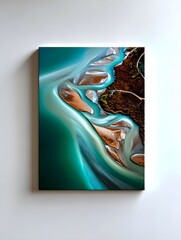 Poster - Aerial Teal River Abstract Art Print - Abstract art