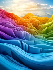 Poster - Colorful 3D Abstract Landscape - Abstract art