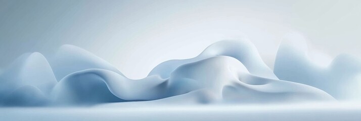 Fototapete - Soft white waves create an abstract landscape in a tranquil setting with gentle curves and serene tones. Generative AI