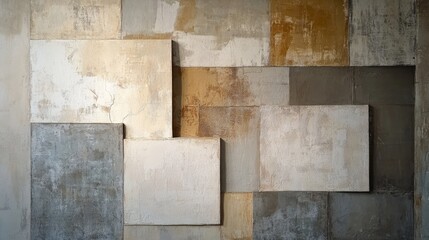 Wall Mural - Abstract artwork featuring painted squares and rectangles of various colors