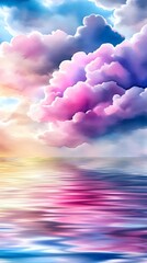 Wall Mural - Pastel Cloudscape: Dreamy Sky & Sea - Ethereal/dreamy aesthetics