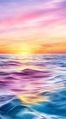 Poster - Pastel Sunset Ocean Waves, Dreamy Seascape - Pastel colors