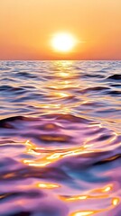 Wall Mural - Sunset Ocean Waves, Golden Hour Sea - Pastel colors