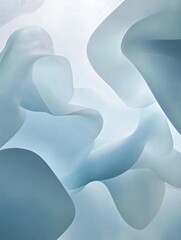 Fototapete - Soft flowing shapes create a serene atmosphere in shades of blue and gray for artistic expression. Generative AI