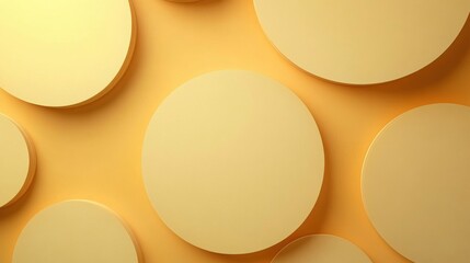 Fototapete - Yellow circular shapes arranged on a bright yellow background creating a vibrant visual effect. Generative AI