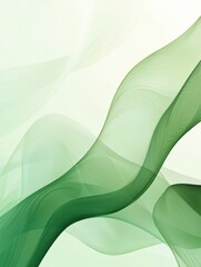 Fototapete - Smooth flowing green waves create an elegant abstract design in soft pastel hues for calming visuals. Generative AI