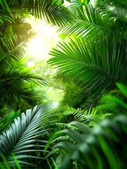 Sticker - Lush Tropical Rainforest Palm Leaves - Nature photography