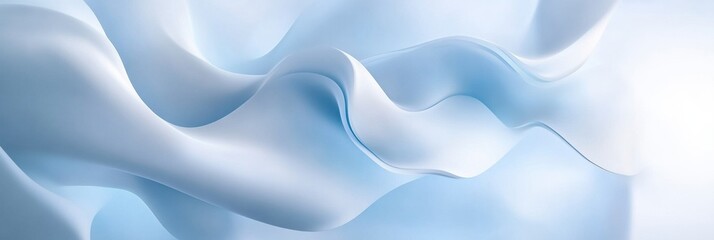 Poster - Soft blue fabric waves create a serene and calming atmosphere in a minimalist setting. Generative AI