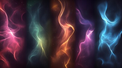Wall Mural - colorful smoke or energy flowing upward on a dark background