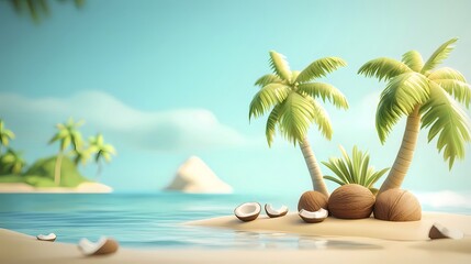 Wall Mural - Tropical beach coconuts summer vacation island paradise