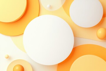 Poster - Elegant composition of circular shapes in shades of yellow and white against a soft background. Generative AI