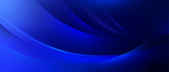 Wall Mural - Minimalistic abstract background with deep blue flowing curves and gradient shading.