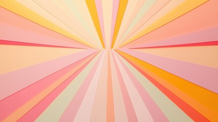 Wall Mural - Colorful array of pastel paper sheets arranged in radiant rays on a bright background. Generative AI