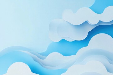 Fototapete - Soft clouds drift across a serene blue sky creating a tranquil atmosphere in a minimalist setting. Generative AI