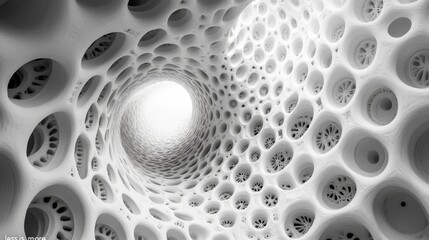 Abstract White Organic Structure: A 3D Render of Intricate Cellular Forms