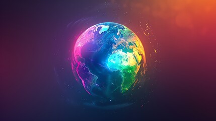 Wall Mural - a colorful, digital globe with connecting lines and a gradient background.