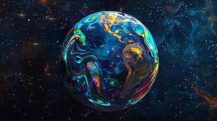 Canvas Print - a colorful, abstract rendering of the earth in outer space.