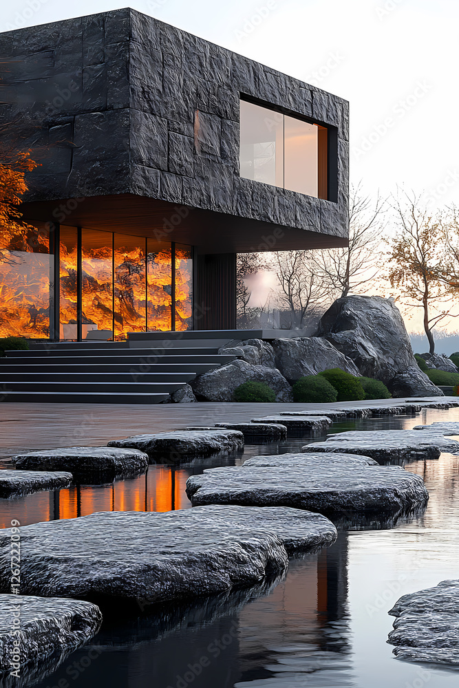 Stone architecture, large enclosures for buildings, minimalist stone ...