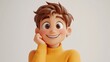 © Ahmad M. - Delightful 3D Render of a Cheerful Young Boy with Brown Hair