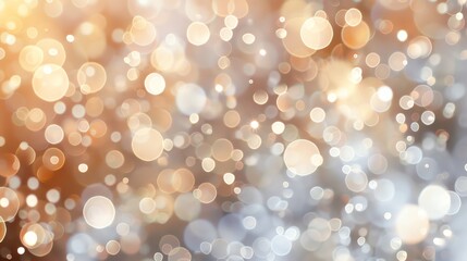 Canvas Print - abstract background of blurry, warm white and golden bokeh lights.