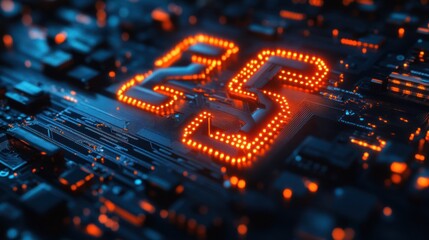 Wall Mural - glowing digital 25 on circuit board, technology background, data processing