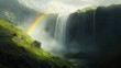© Zeva - Majestic waterfall rainbow scenic landscape travel poster