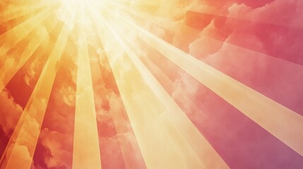 Leinwandbilder - Warm sunlight breaking through clouds at sunset creates a vibrant atmosphere in the sky. Generative AI