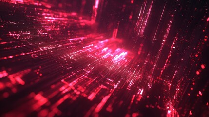 Red digital data stream tunnel, abstract background, technology concept, website banner