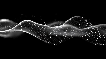 Wall Mural - abstract wave particle flow, dark background, digital art, tech website header