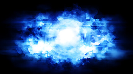 Wall Mural - abstract luminous orb with celestial blue hues and a central burst of light energy illustration