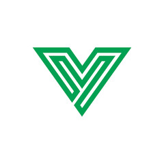 Geometric Letter V Triangle Logo design vector template on white background