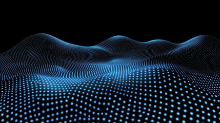 Wall Mural - abstract blue digital waves landscape; tech background