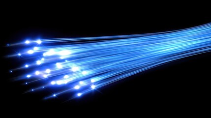 Wall Mural - glowing fiber optic cable against black background; high-speed internet concept