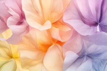 Aufkleber - Colorful arrangement of soft pastel flowers in various hues showcasing natural beauty and delicate textures in spring. Generative AI