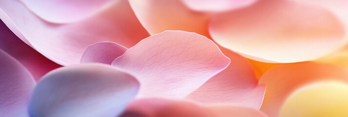 Wall Mural - Soft pastel petals create a serene and delicate floral background in gentle hues of pink and orange. Generative AI