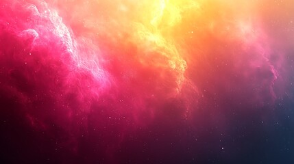 Futuristic Gradient Wallpaper with Smooth Transition of Pink Orange Yellow and Blue Colors with Star Clusters and Nebulae in Space