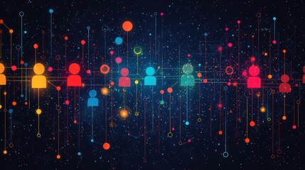 Wall Mural - global network connection, digital communication, data flow, technology background, teamwork concept