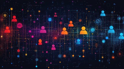 Wall Mural - global network connections digital people communicating
