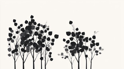 Monochrome tree silhouettes against white, nature design