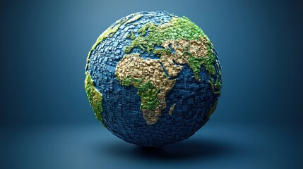 Wall Mural - Textured Earth globe, environmental concept, blue background, sustainability campaign