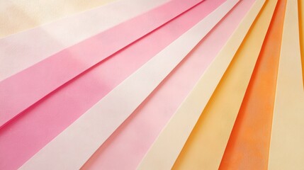 Leinwandbilder - Colorful paper sheets arranged in a diagonal pattern showcasing pastel hues in a bright setting. Generative AI