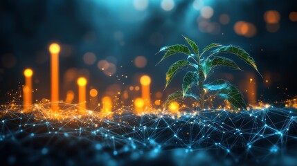 Wall Mural - plant growth data, technology background, future farming