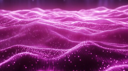 Wall Mural - pink digital wave landscape, abstract background, technology concept, website banner